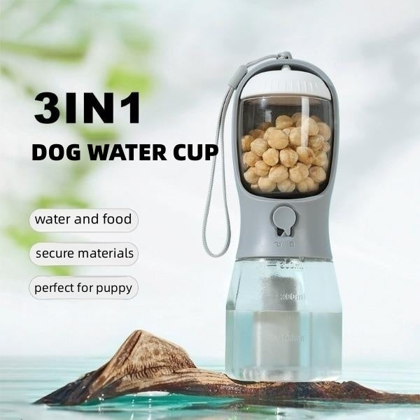 3-in-1 Portable Dog Water Bottle — Water, Food & Waste Bag